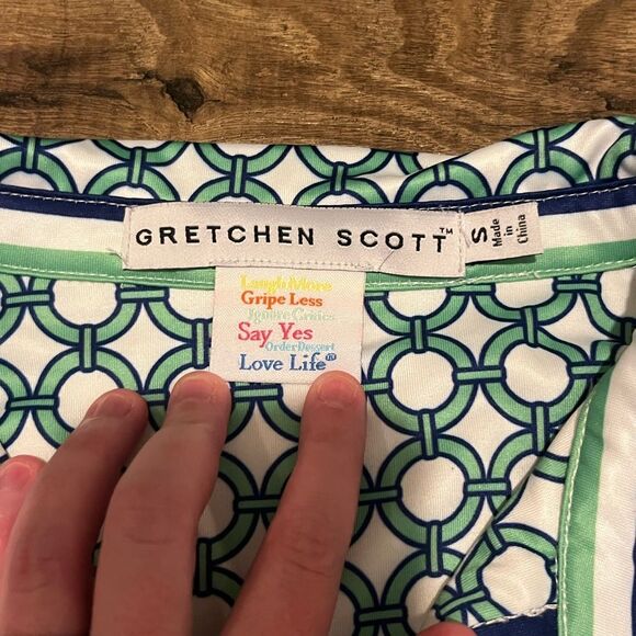 Gretchen Scott Everywhere Dress Size Small Green Blue Lifesaver Print - Picture 3 of 14
